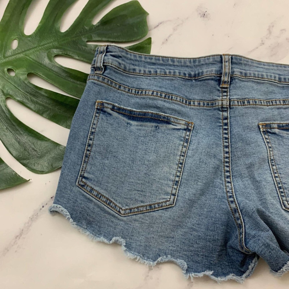 Billabong Womens Lace Up Jean Denim Shorts Size 30 Distressed Cut Offs Stretch - Picture 8 of 8